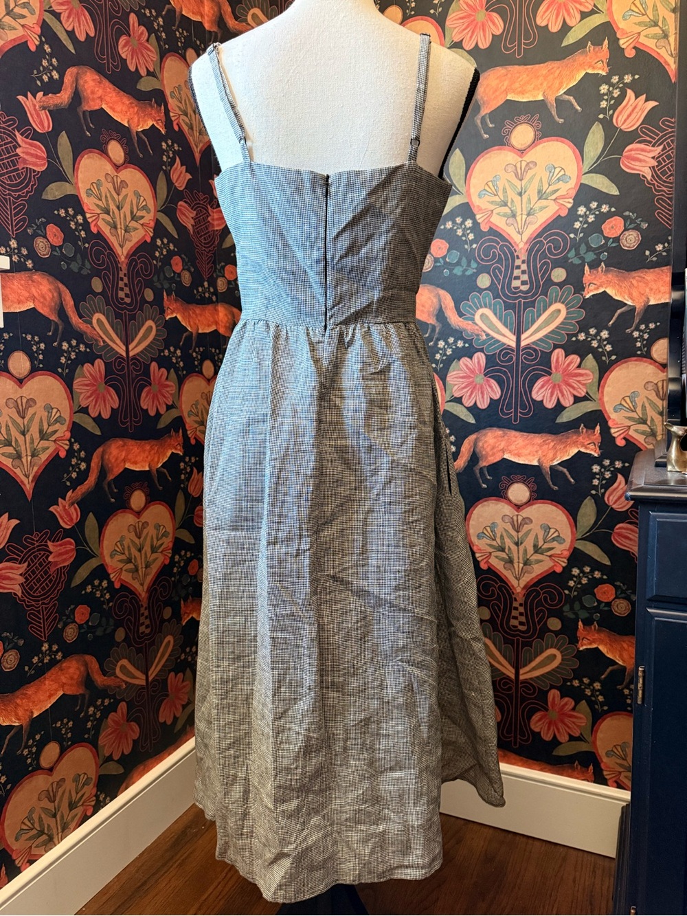 SOLD!!!!!!Reformation Thelma Linen Midi Dress Size 8 Black Buttons Sundress - Picture 4 of 6